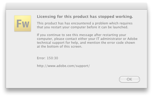 Adobe Licensing Error: 150:30 